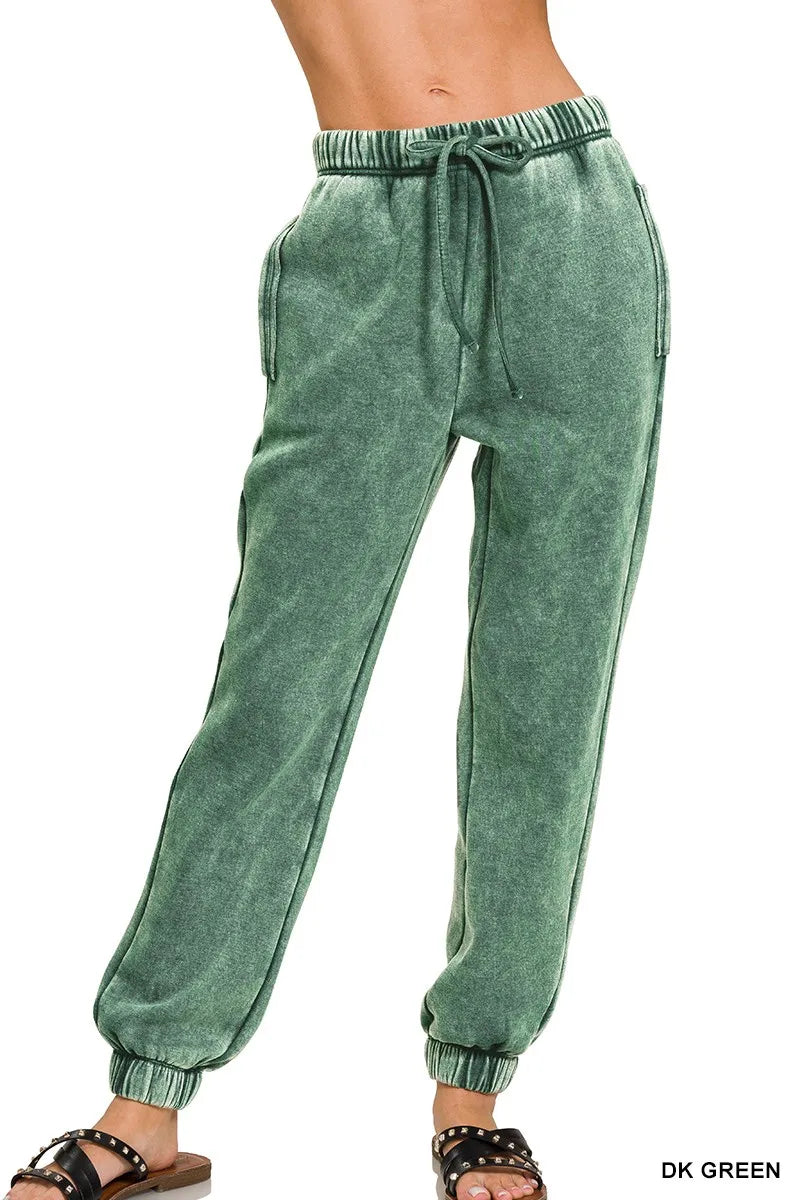 Cozy cotton-blend sage joggers perfect for lounging or casual wear.