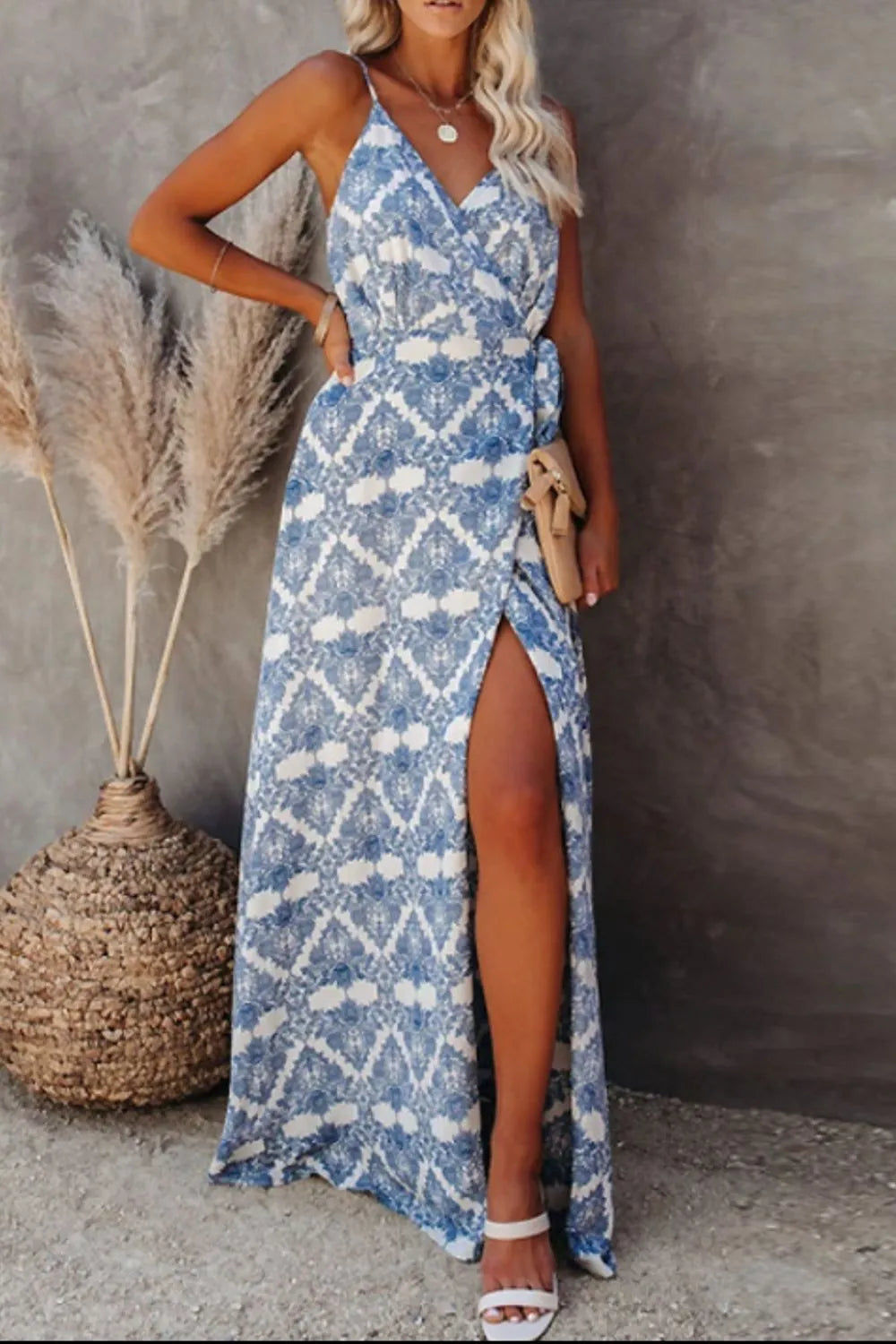Printed cami maxi dress with tie straps – Meadow Drift style from A Whimsical Affair.