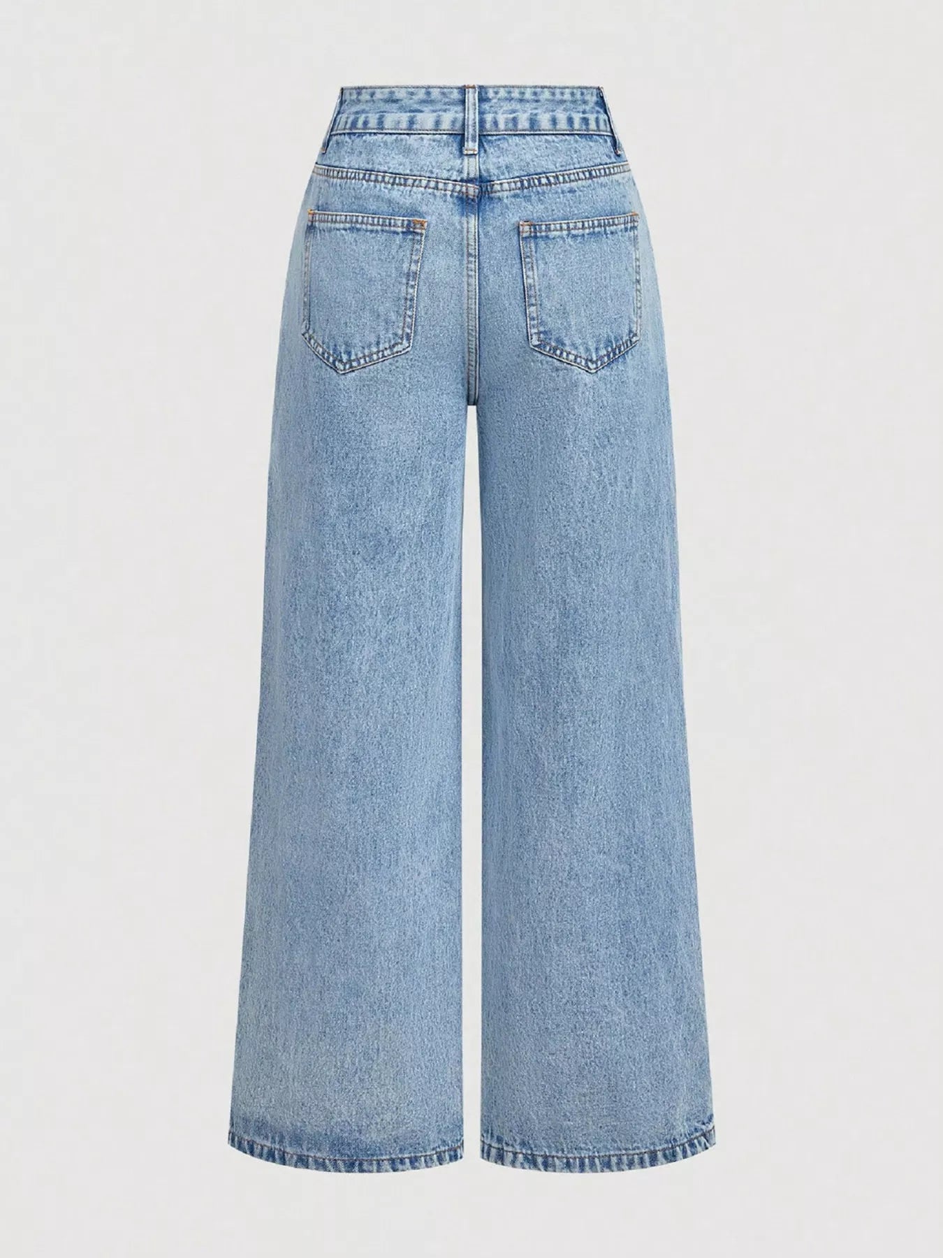 Wide leg jeans with delicate floral embroidery, pocketed design, no-stretch cotton-blend denim, and soft boho garden-inspired style.
