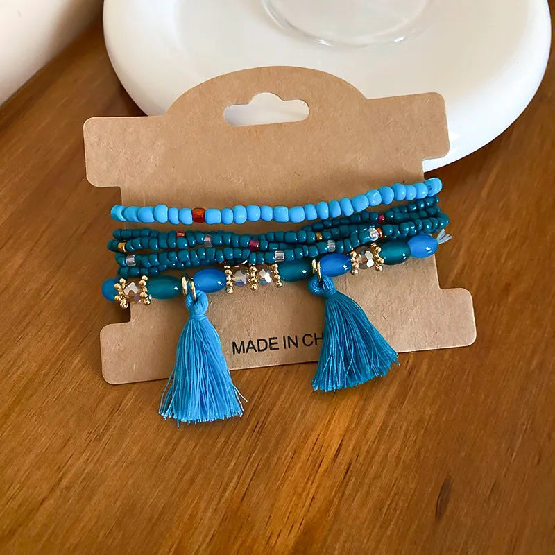Royal blue rice bead bracelet with tassel accent – Whisper style from A Whimsical Affair.