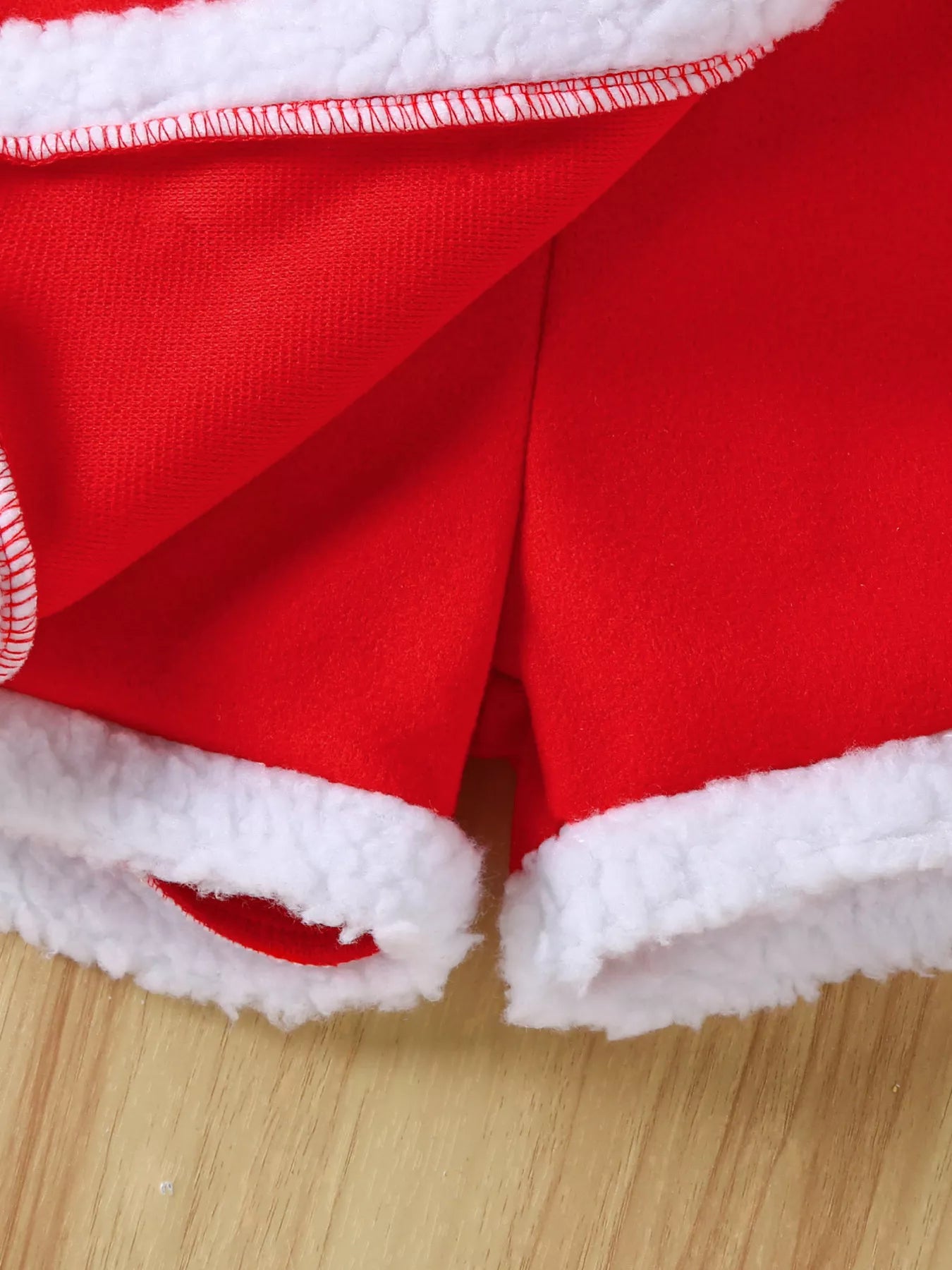 Toddler Christmas skirt set with Santa hat and pearl button details