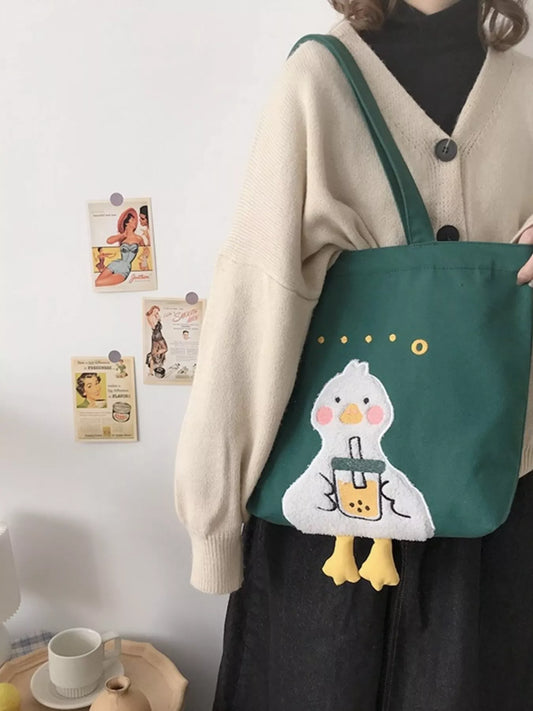 Whimsical duck purse with drink
