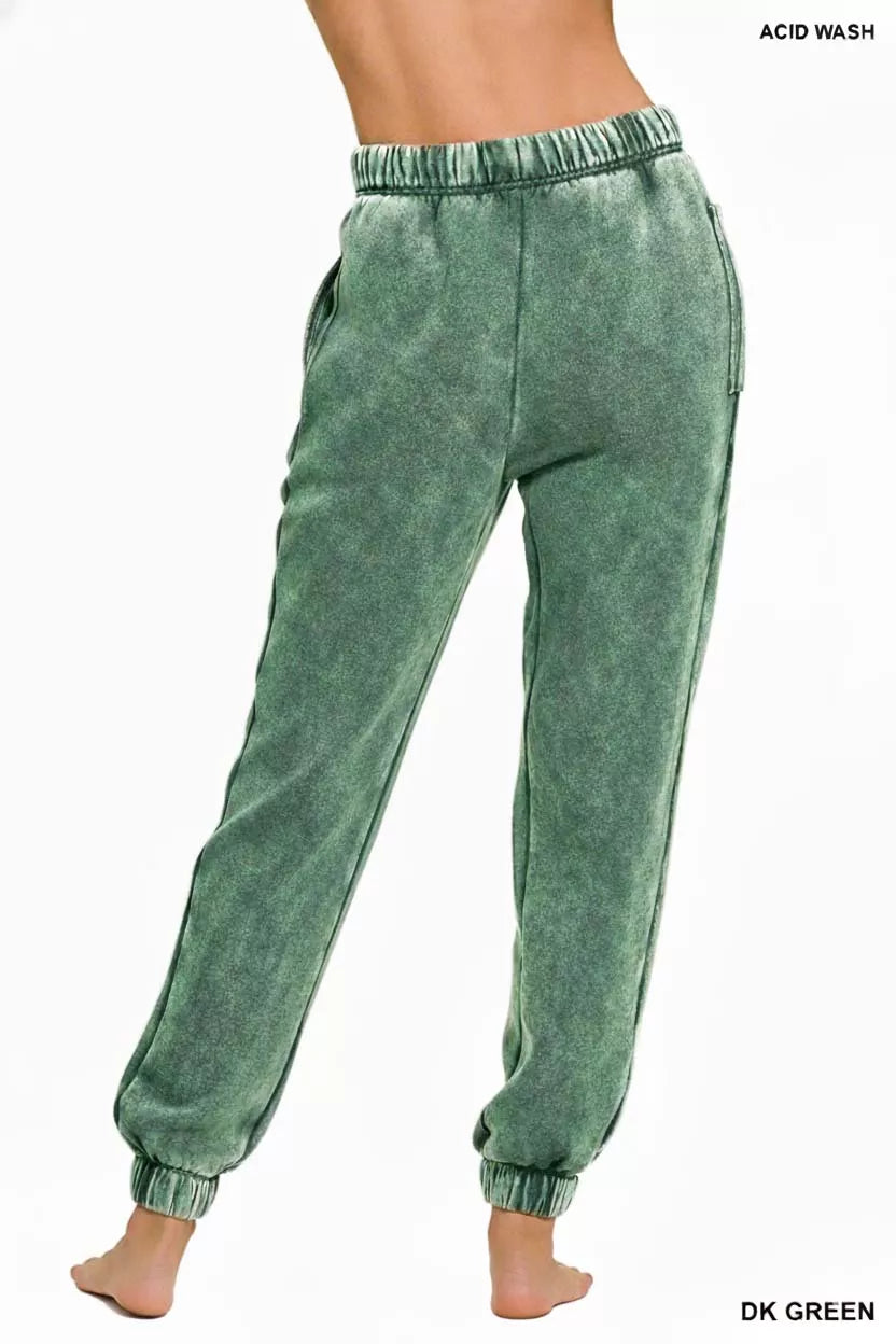Cozy cotton-blend sage joggers perfect for lounging or casual wear