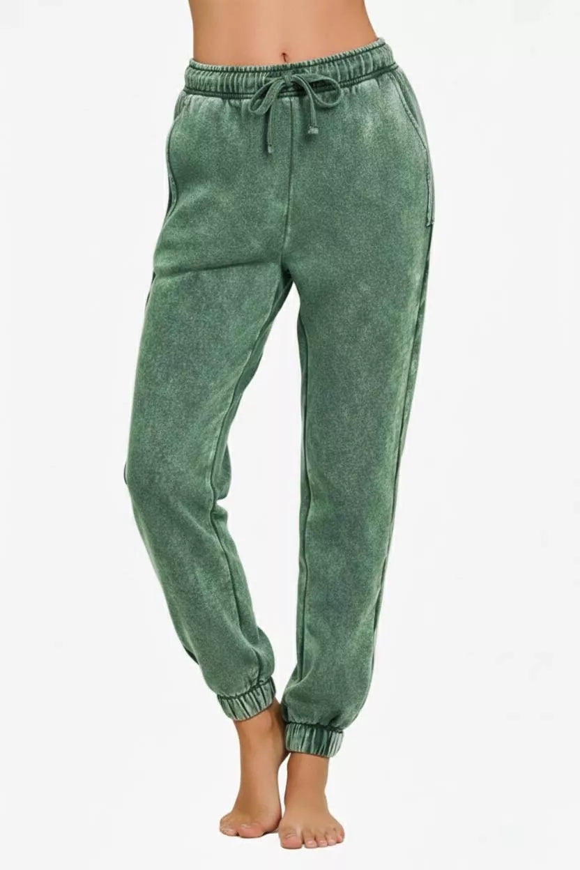 Cozy cotton-blend sage joggers perfect for lounging or casual wear