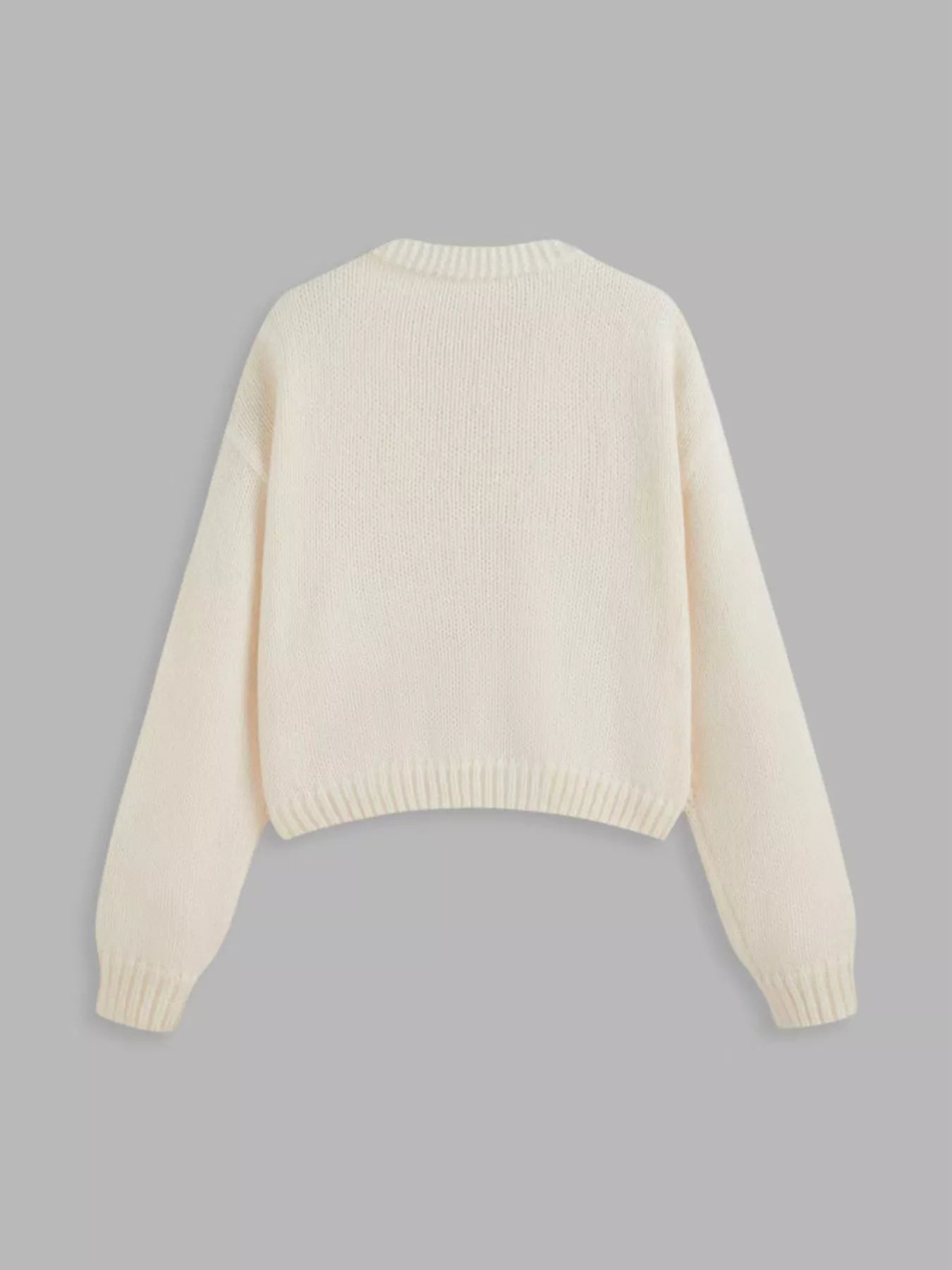 Button-front cardigan with pastel flower appliqué details