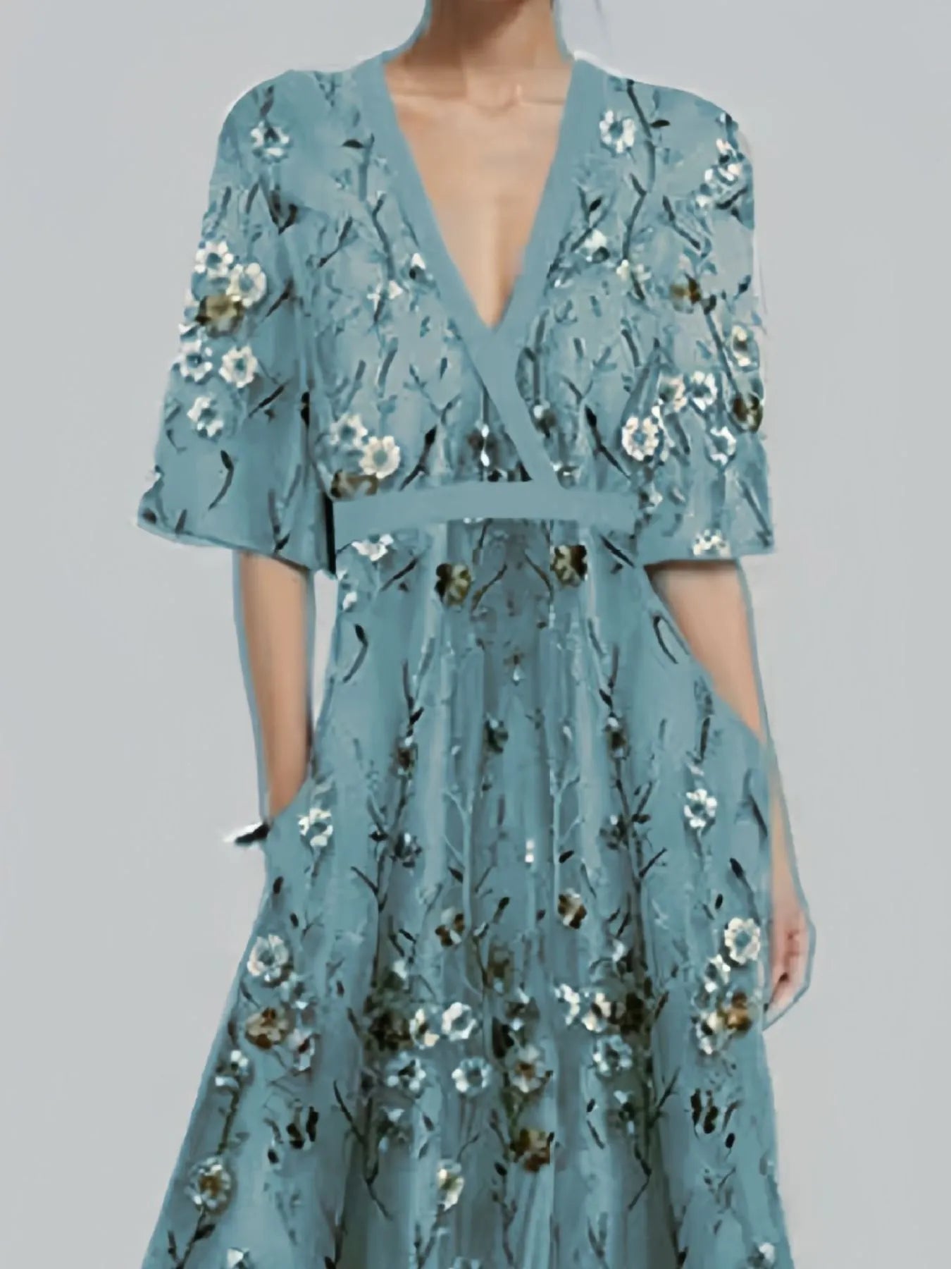 Boho floral maxi dress with half sleeves and flowing skirt – Garden Song style from A Whimsical Affair.