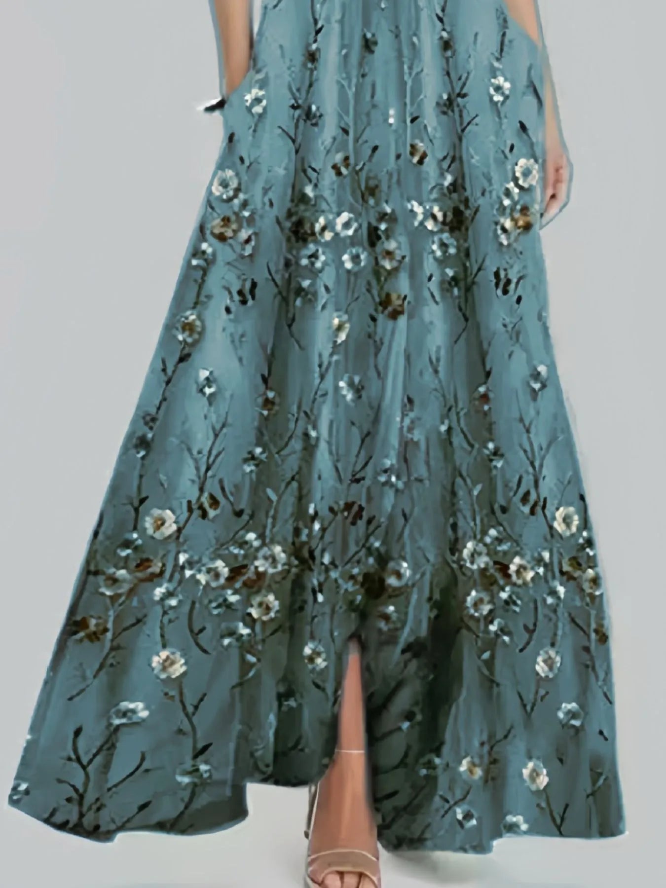 Boho floral maxi dress with half sleeves and flowing skirt – Garden Song style from A Whimsical Affair.