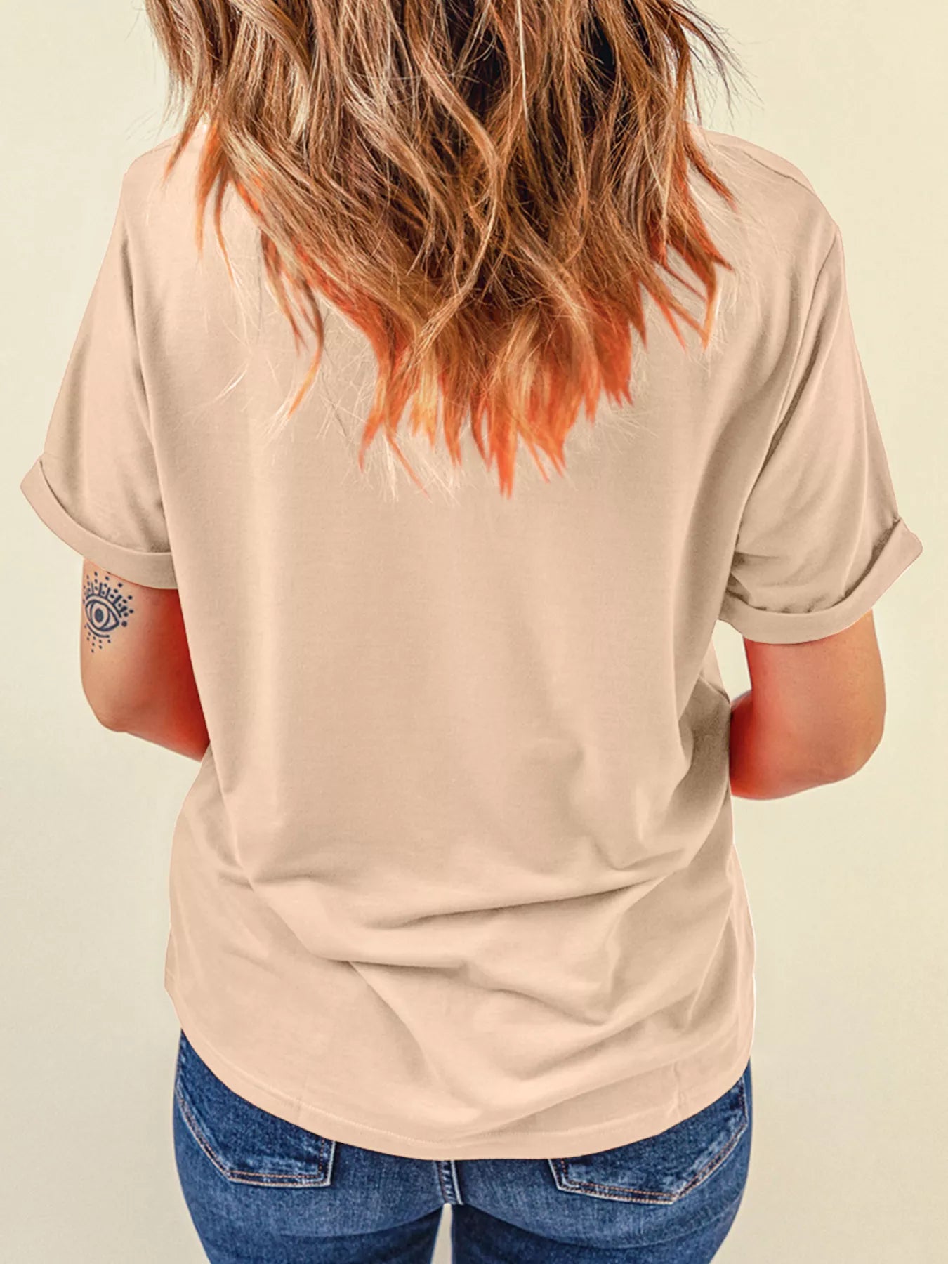 Tan Halloween tee with ghosts and pumpkins wearing pink bows – Boo Crew Bowknot style from A Whimsical Affair.