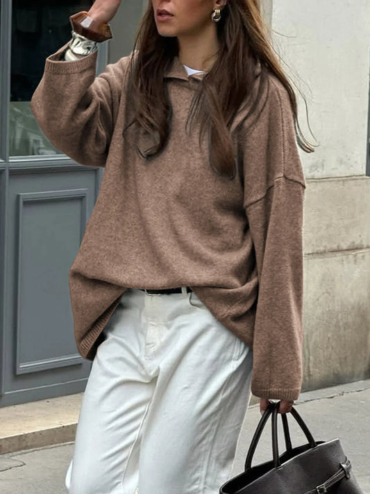 Oversized hooded sweater with long sleeves, available in brown, grey, black, and burgundy – Cozy Haven style from A Whimsical Affair.