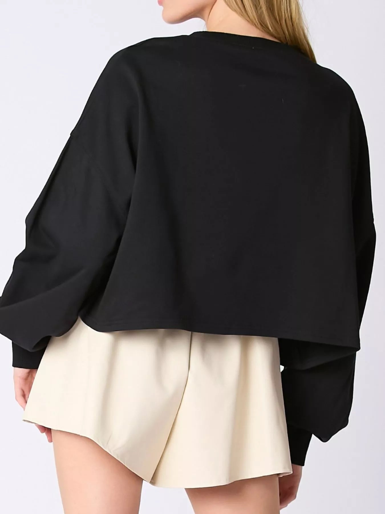 Black Candy Corn Sparkle Sweatshirt with sequin candy corn accents, cozy Halloween top.