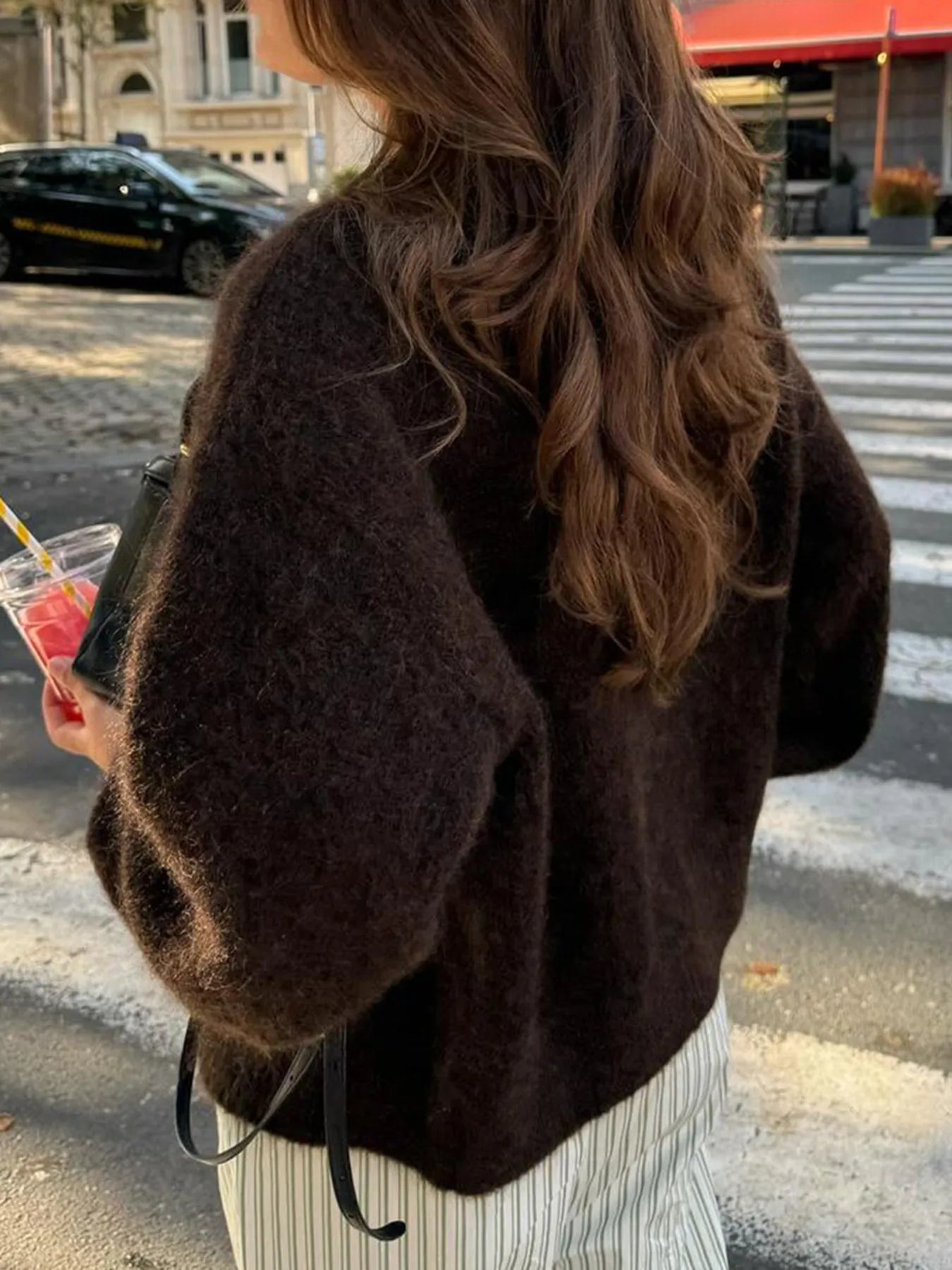 Brown button-down cardigan with long sleeves – Cocoa Comfort style from A Whimsical Affair.