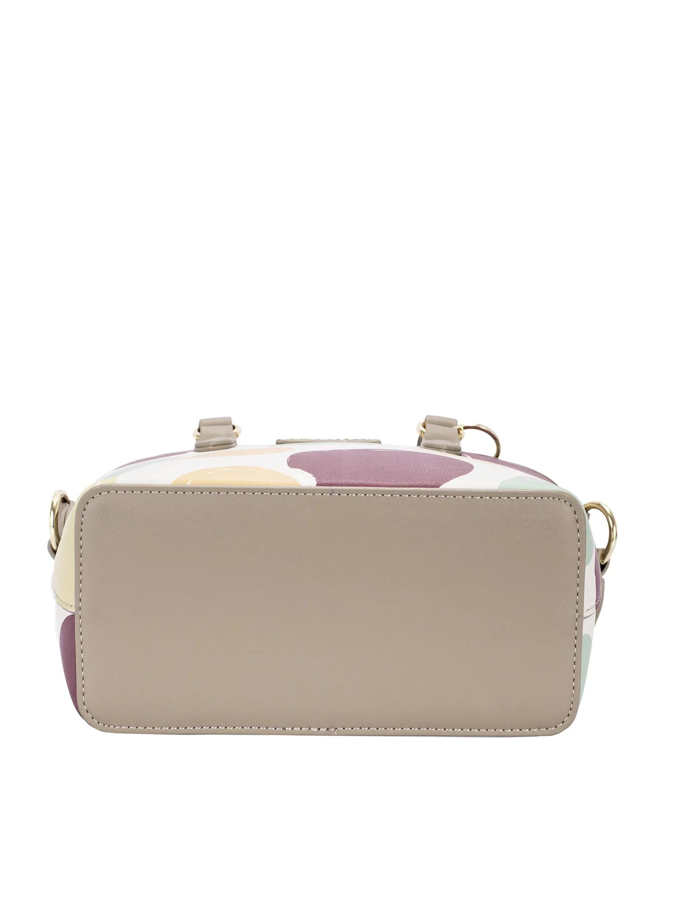 Confetti Charm Handbag – colorful polka dot David Jones tote with leather trim, gold hardware, and playful charm keychain.