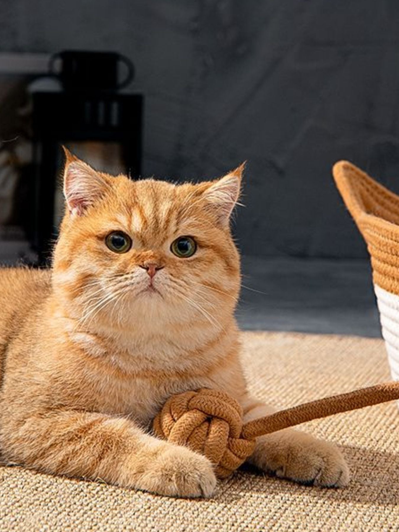 Cat resting inside cat ear shaped cotton pet bed with optional cushion padding