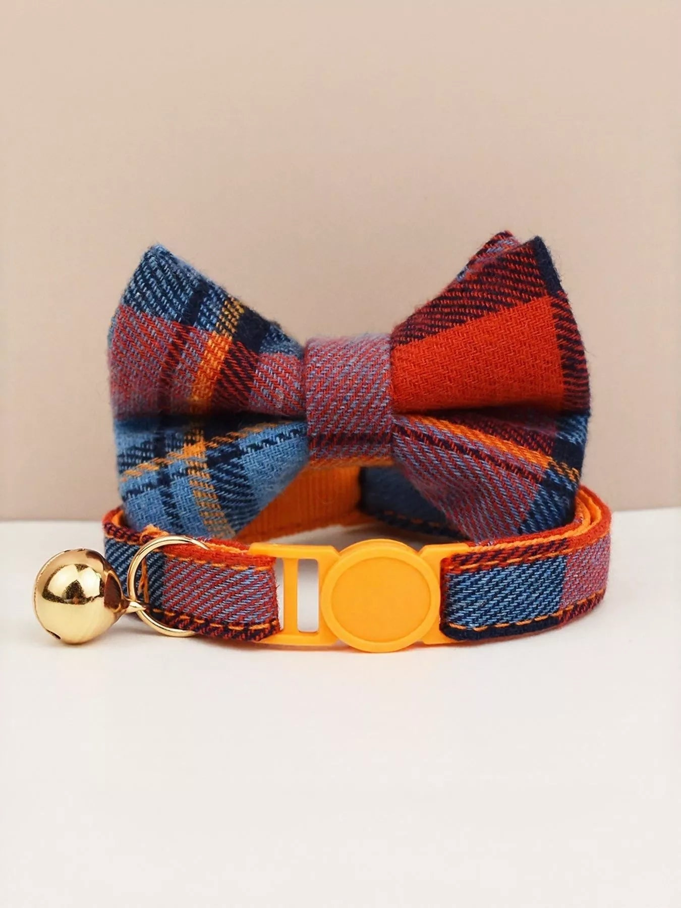 Adjustable cat collar with decorative bow tie in multiple colors