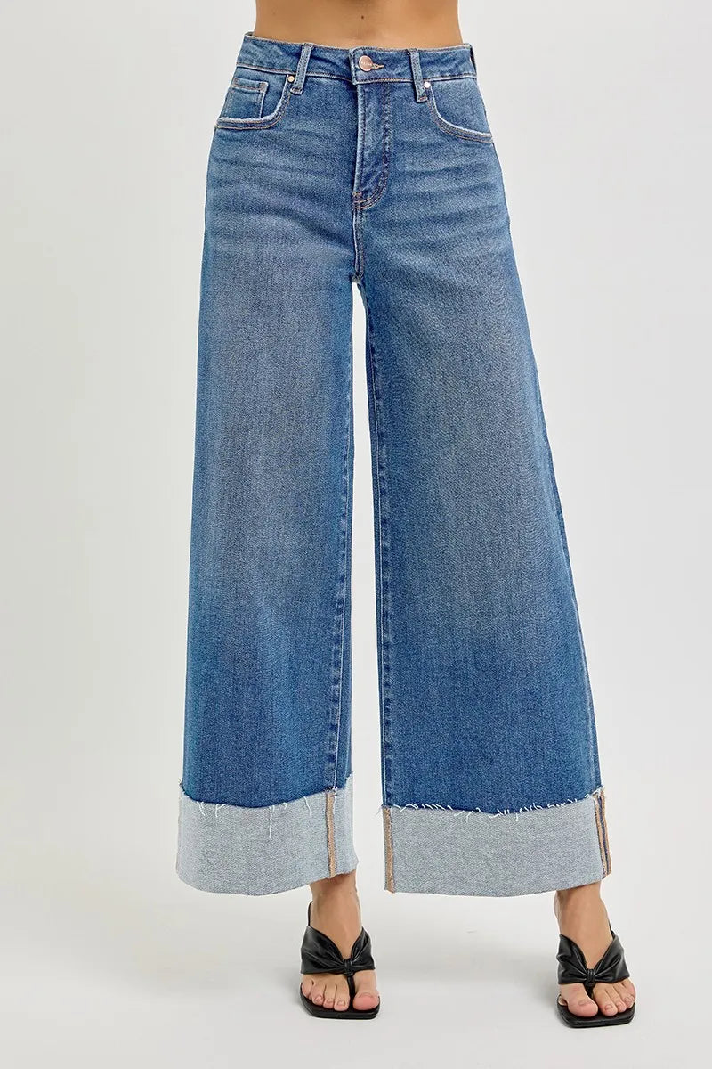 Daybreak Cuff Jeans – high rise crop denim with tummy control fit and wide cuffed hem from A Whimsical Affair.