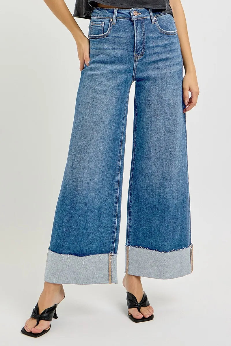 Daybreak Cuff Jeans – high rise crop denim with tummy control fit and wide cuffed hem from A Whimsical Affair.
