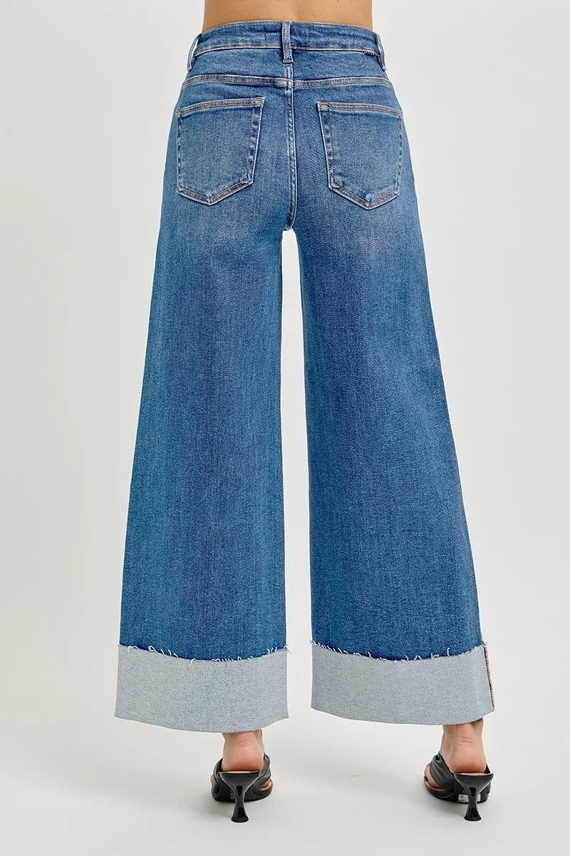 Daybreak Cuff Jeans – high rise crop denim with tummy control fit and wide cuffed hem from A Whimsical Affair.