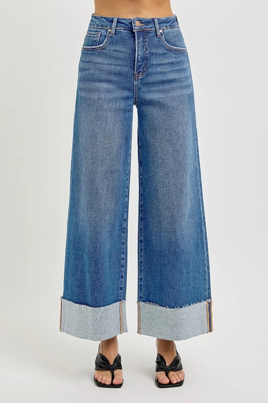 Daybreak Cuff Jeans – high rise crop denim with tummy control fit and wide cuffed hem from A Whimsical Affair.