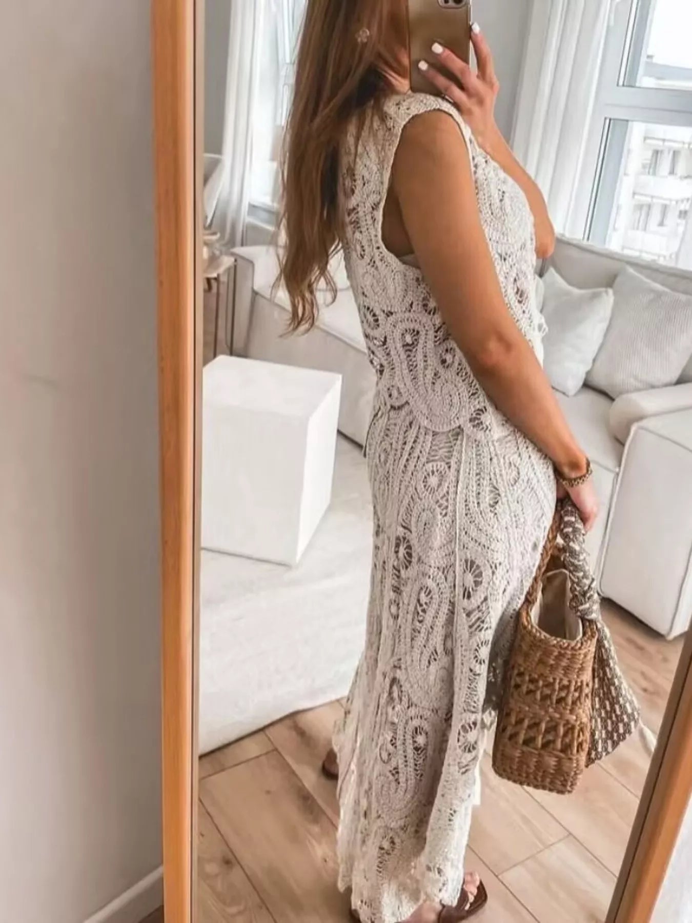 Dust Storm crochet two-piece set with sleeveless tank and asymmetrical skirt – Desert Muse style from A Whimsical Affair.