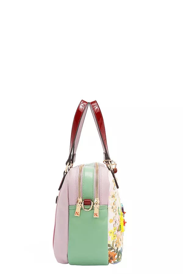 Dreams Blossom Handbag – Nicole Lee USA medium vegan leather purse with 3D floral appliqués, sequins, and rhinestone embellishments.