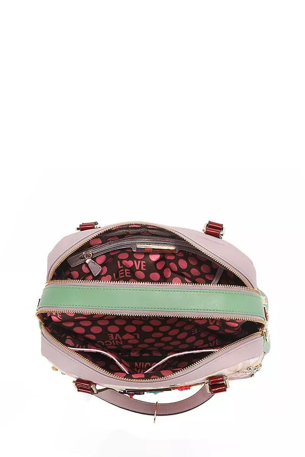 Dreams Blossom Handbag – Nicole Lee USA medium vegan leather purse with 3D floral appliqués, sequins, and rhinestone embellishments.