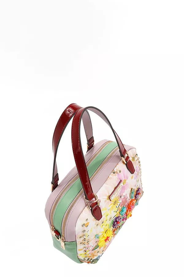 Dreams Blossom Handbag – Nicole Lee USA medium vegan leather purse with 3D floral appliqués, sequins, and rhinestone embellishments.