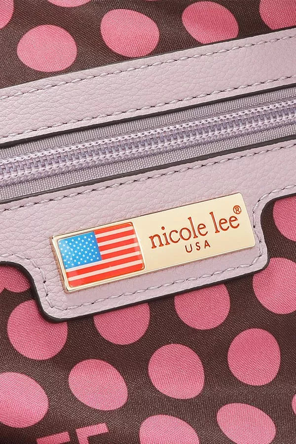 Dreams Blossom Handbag – Nicole Lee USA medium vegan leather purse with 3D floral appliqués, sequins, and rhinestone embellishments.