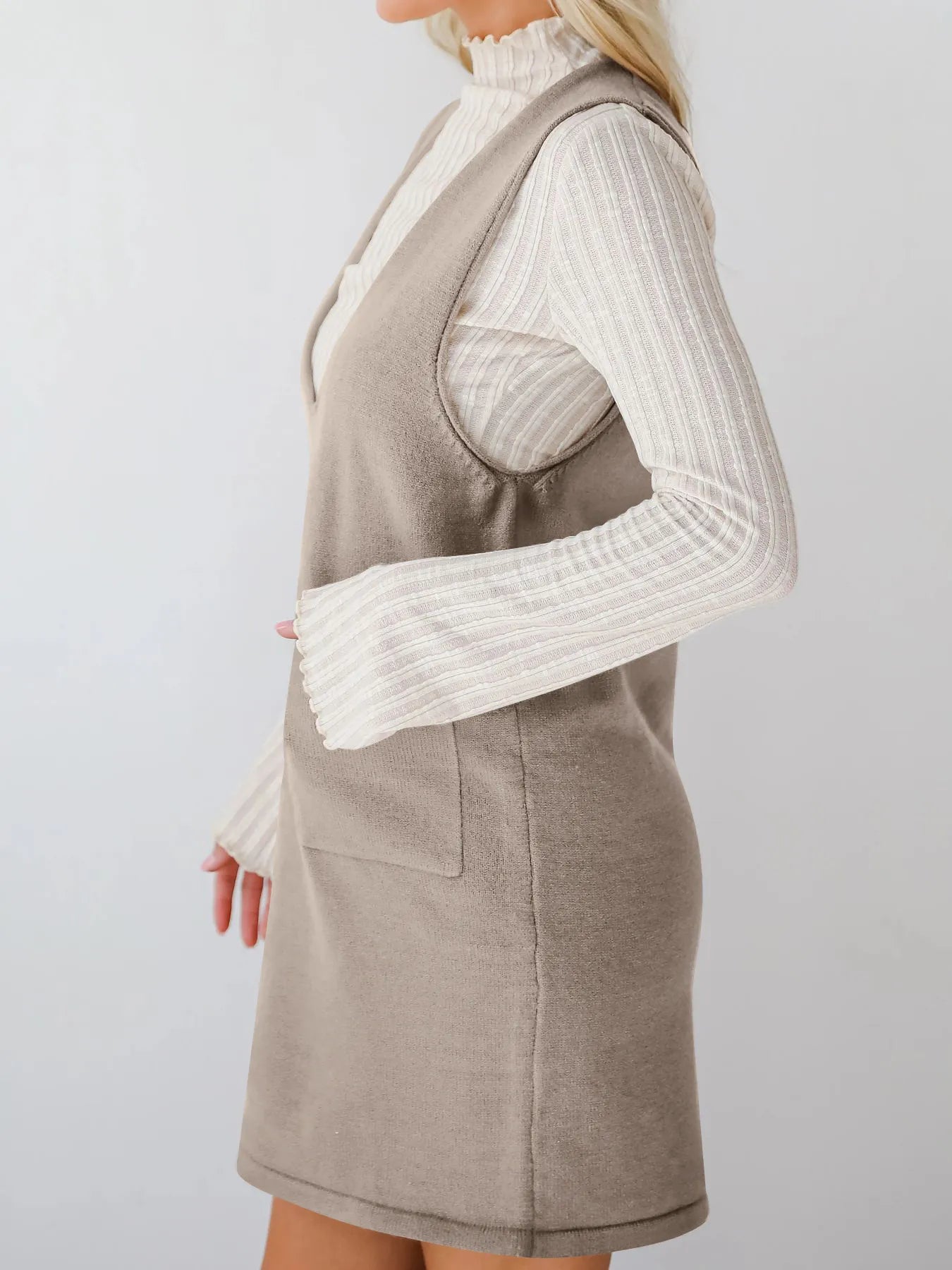 Everyday Muse Pocket Dress in apricot – sleeveless knit dress with side pockets from A Whimsical Affair.