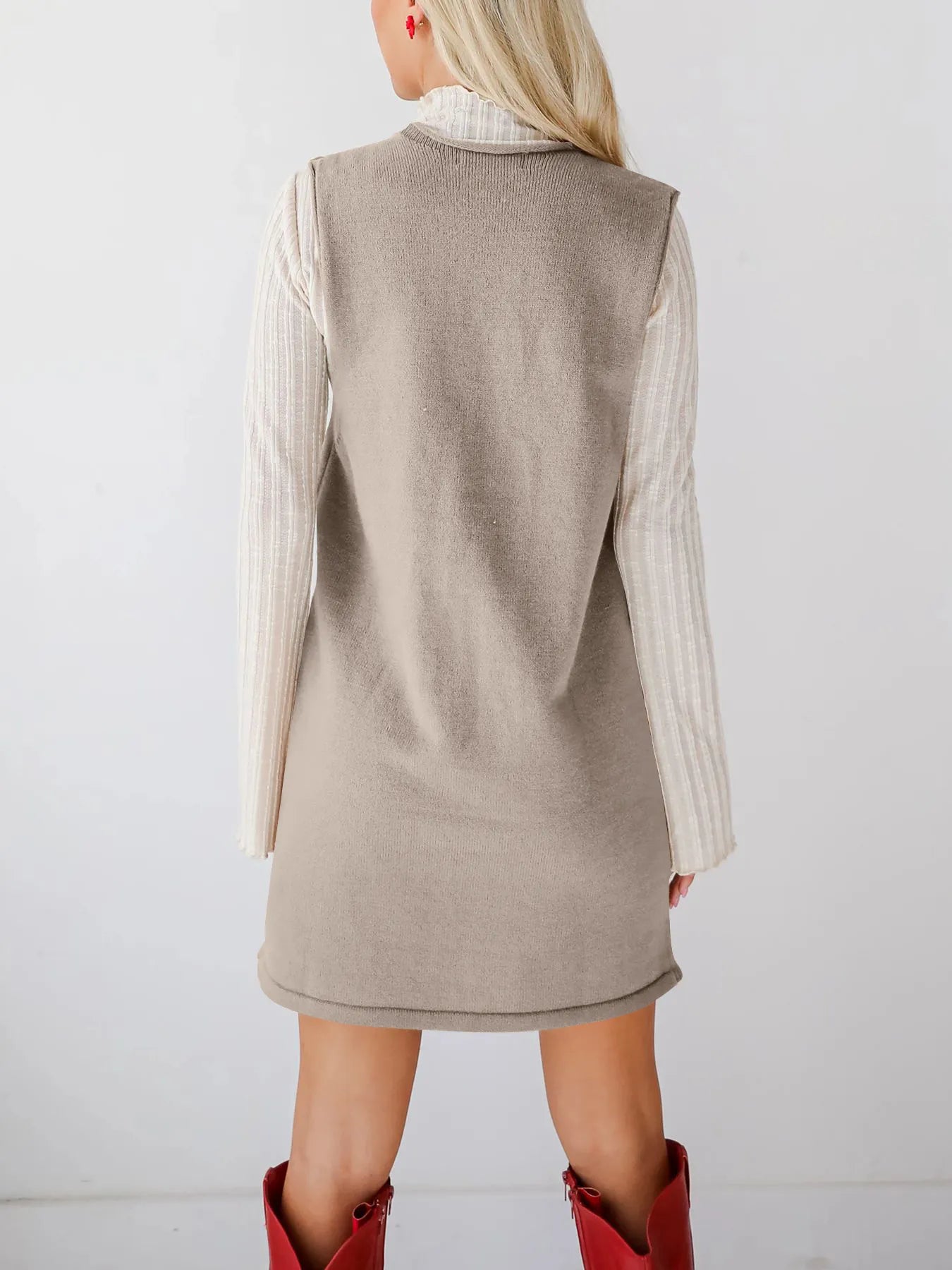 Everyday Muse Pocket Dress in apricot – sleeveless knit dress with side pockets from A Whimsical Affair.