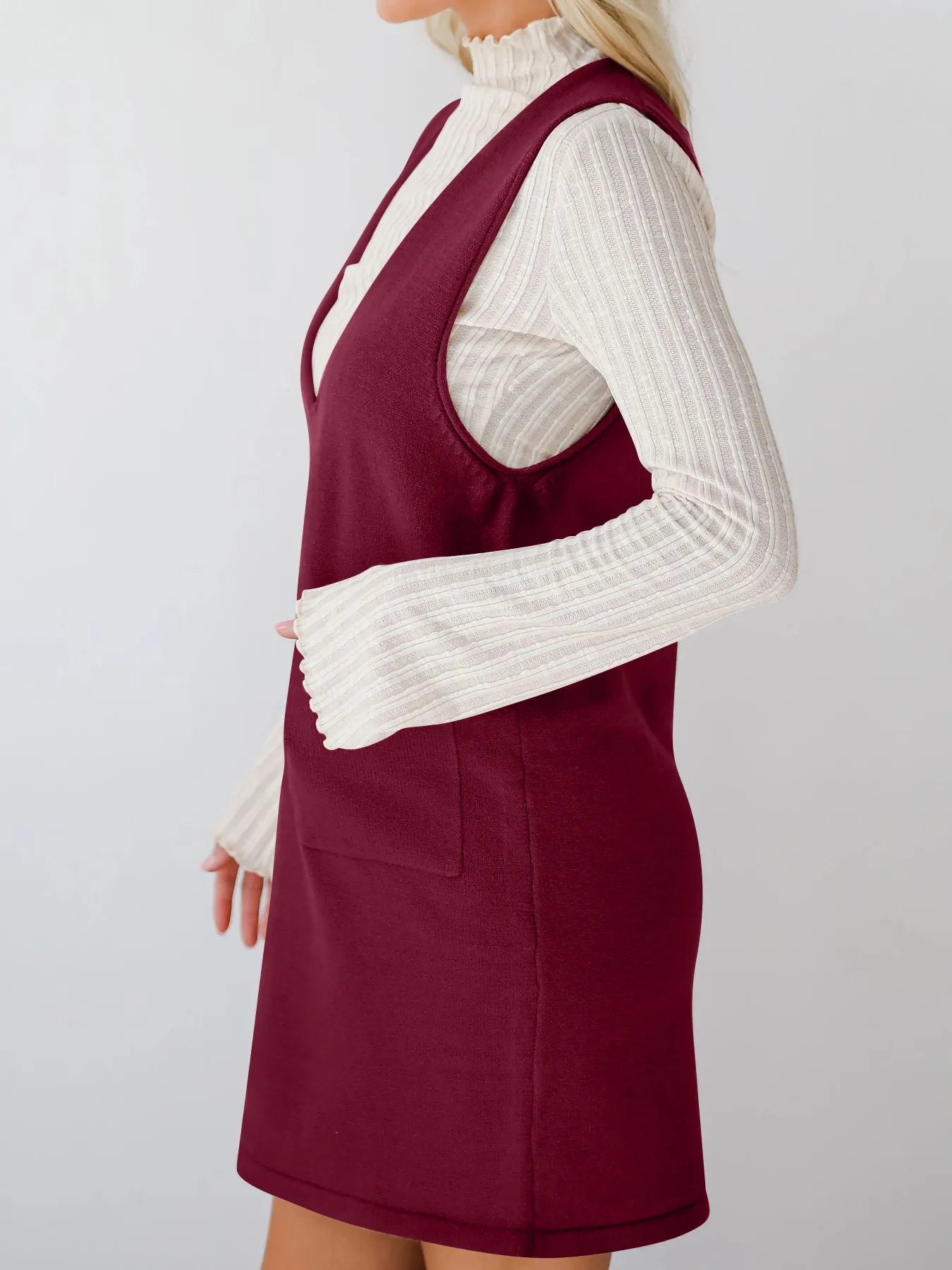 Everyday Muse Pocket Dress in red – sleeveless knit dress with side pockets from A Whimsical Affair.