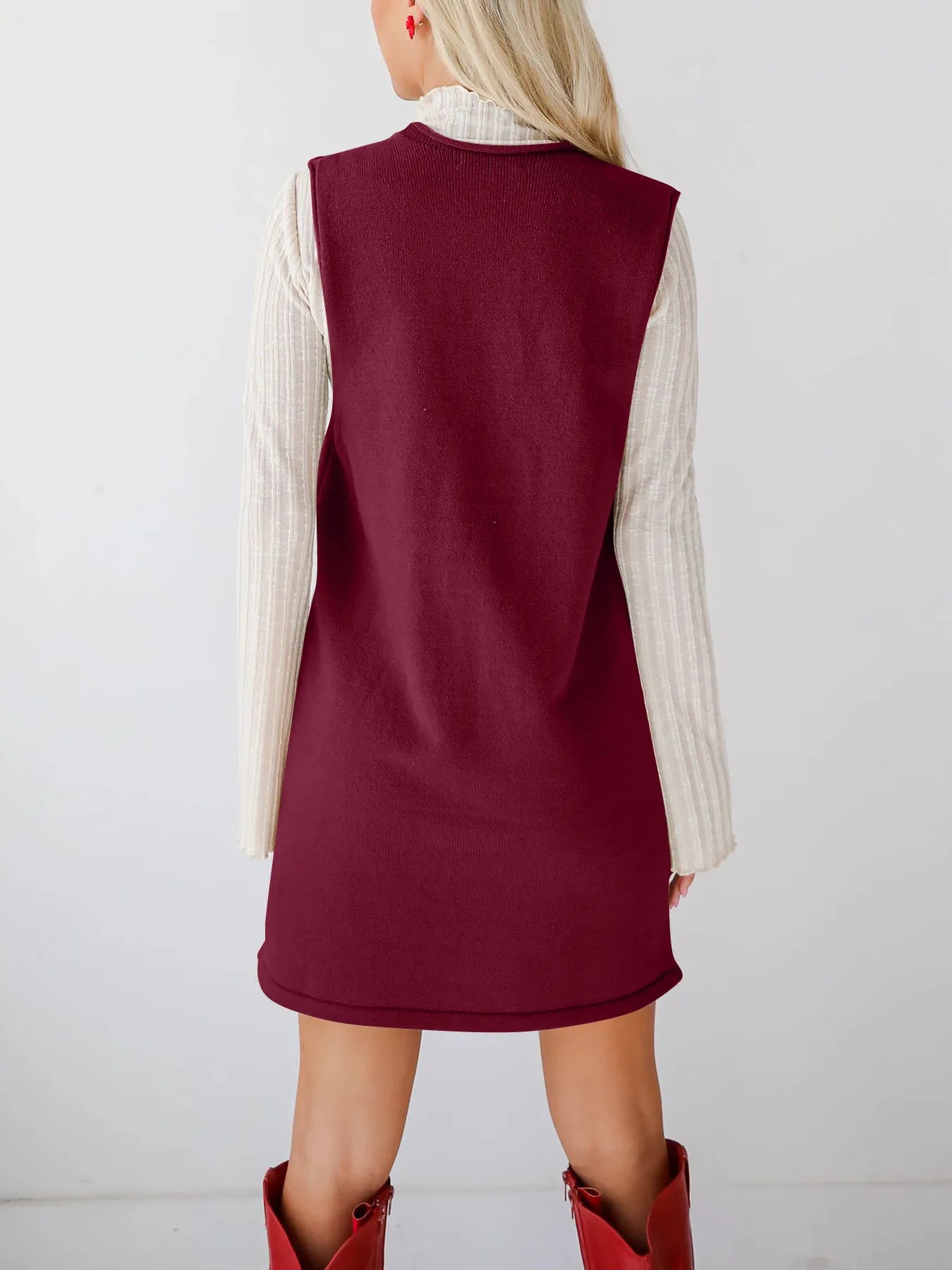 Everyday Muse Pocket Dress in red – sleeveless knit dress with side pockets from A Whimsical Affair.