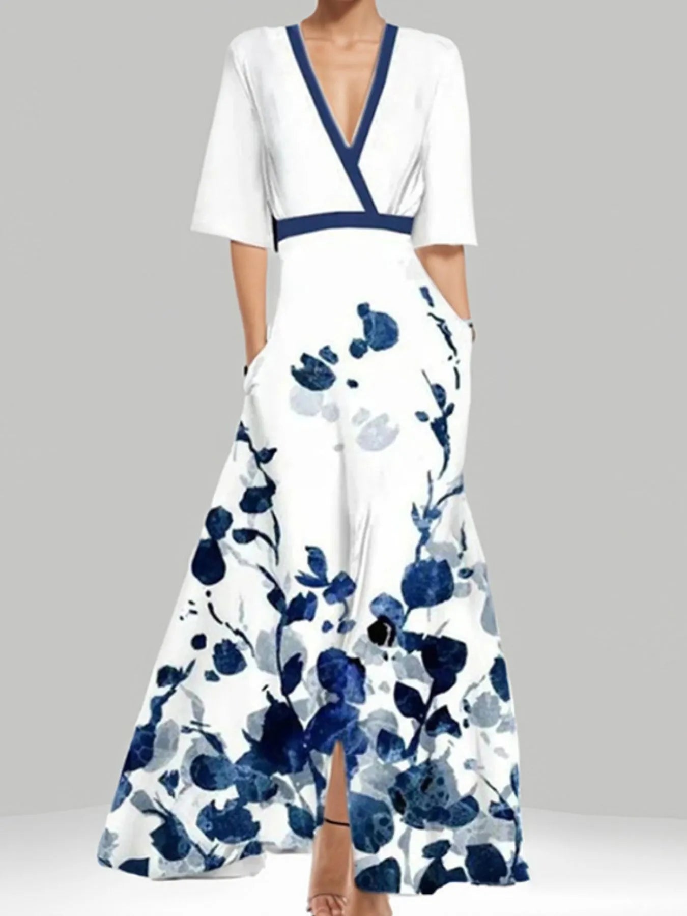 Boho floral maxi dress with half sleeves and flowing skirt – Garden Song style from A Whimsical Affair.