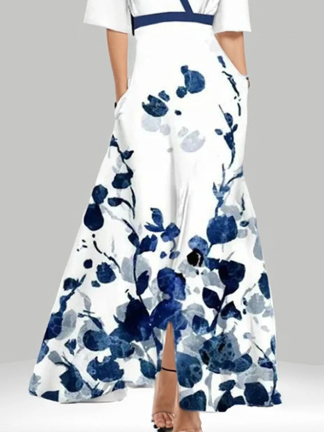 Boho floral maxi dress with half sleeves and flowing skirt – Garden Song style from A Whimsical Affair.