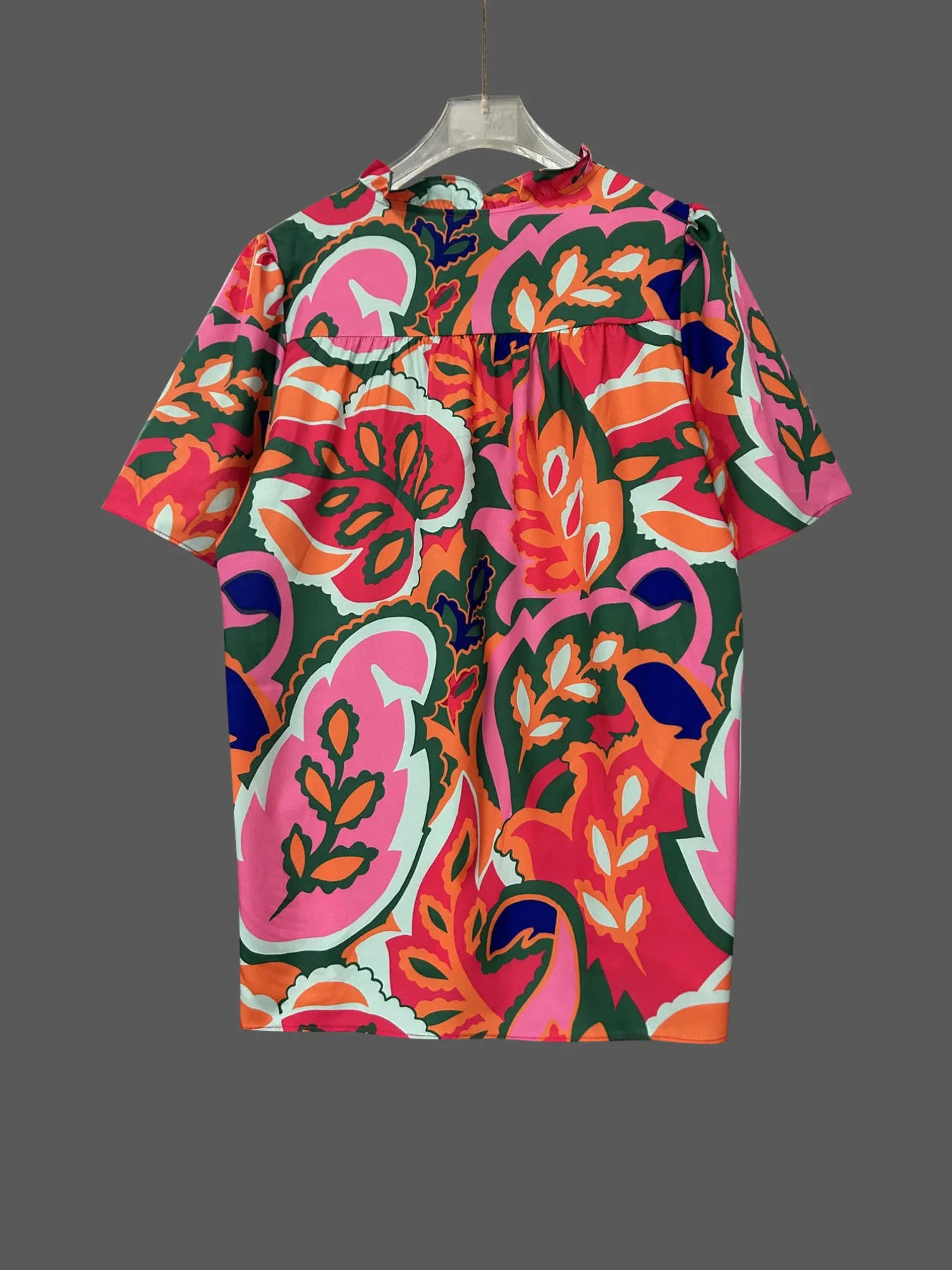 Printed short-sleeve blouse with tie-neck detail – Garden Stroll style from A Whimsical Affair.
