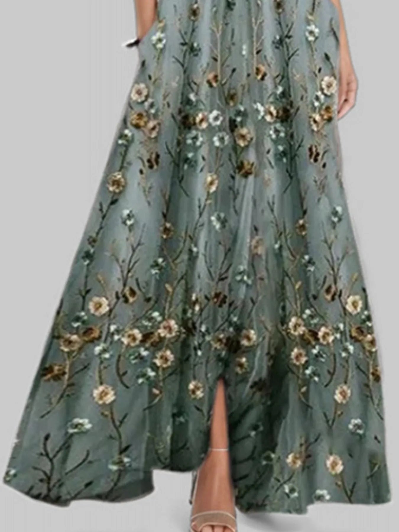 Boho floral maxi dress with half sleeves and flowing skirt – Garden Song style from A Whimsical Affair.