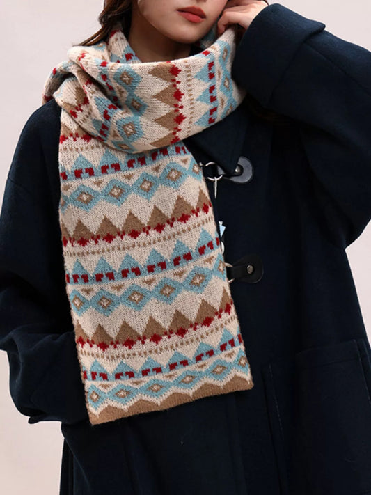 Fair Isle knit scarf with cozy winter texture