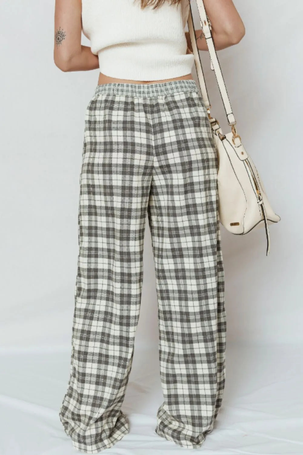 Classic plaid wide-leg pants in cotton-viscose blend – Heritage style from A Whimsical Affair.
