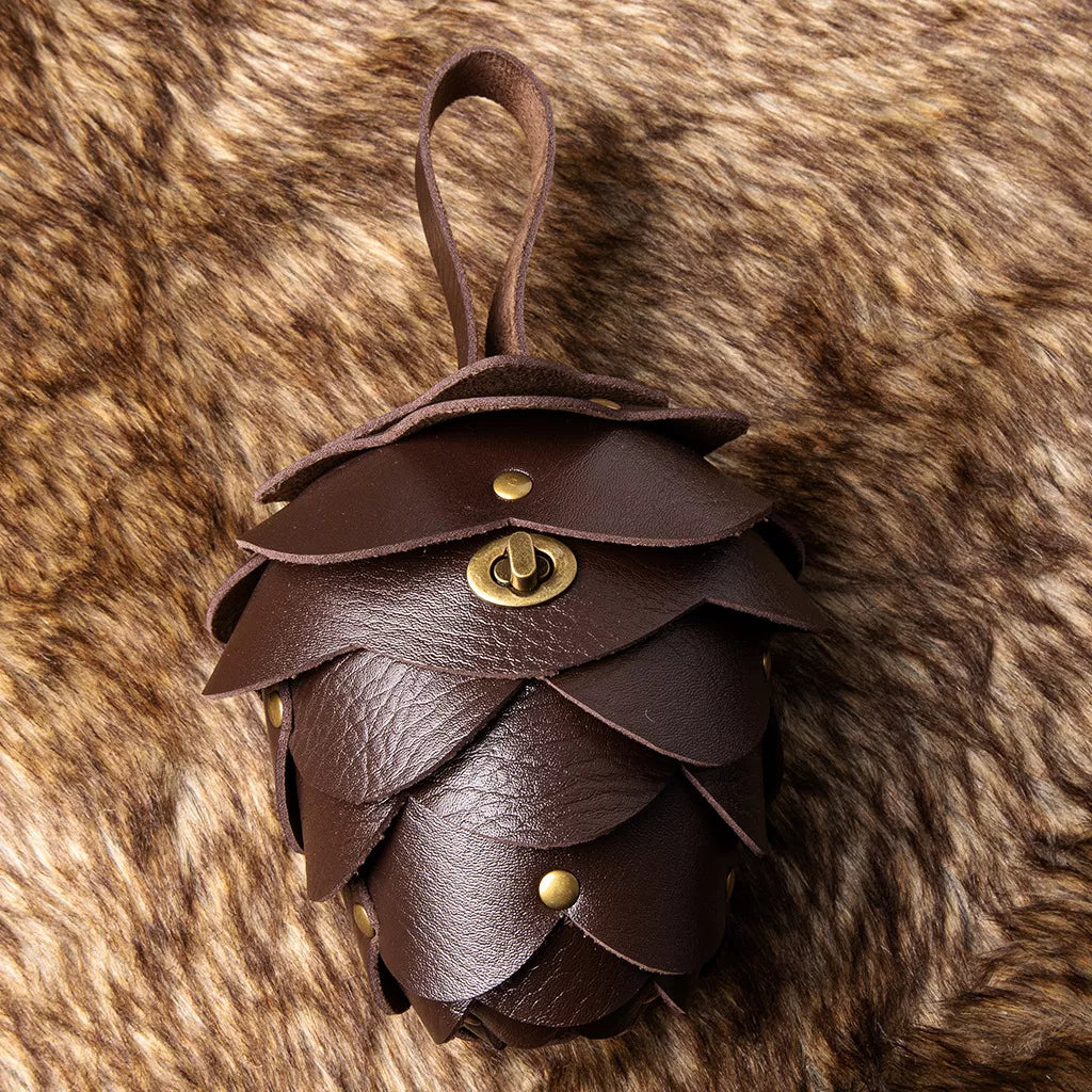 Whimsical acorn-shaped mini coin purse made from PU leather with layered design