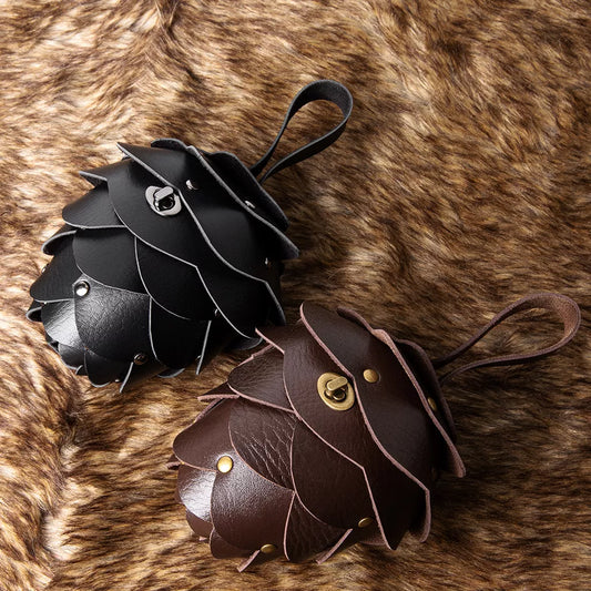 Whimsical acorn-shaped mini coin purse made from PU leather with layered design