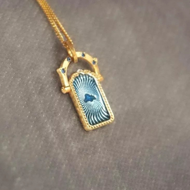 Lucky Charms Pendant Necklace with blue cloud charm on gold-plated chain