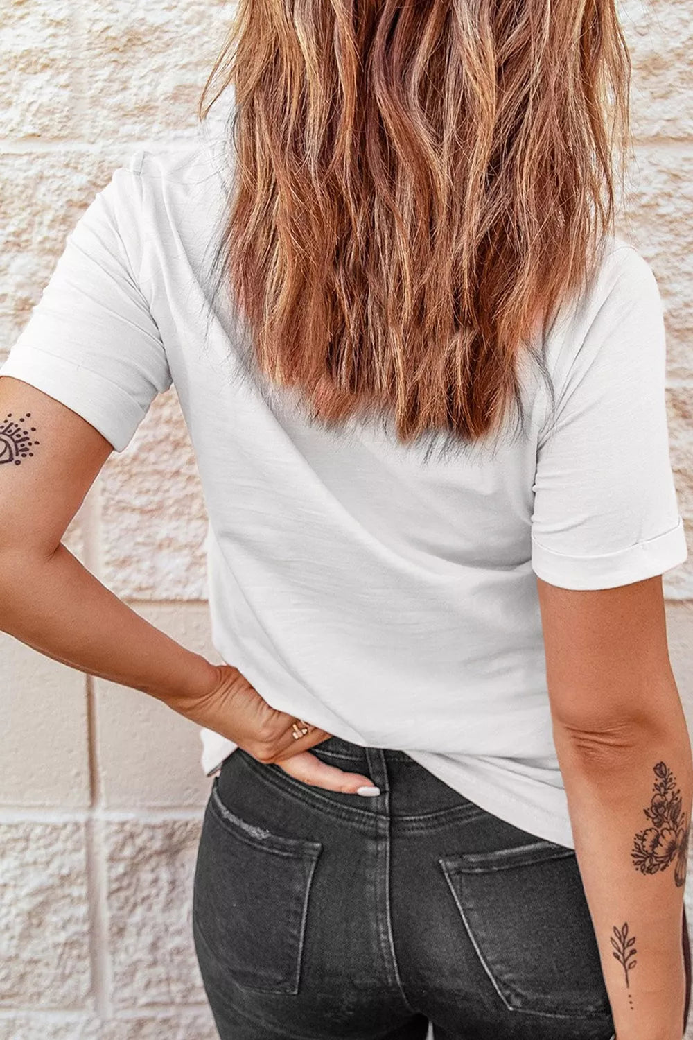 White short sleeve graphic tee with flying mallard duck design, crew neckline, slightly stretchy cotton-blend fabric, and casual outdoor styling.