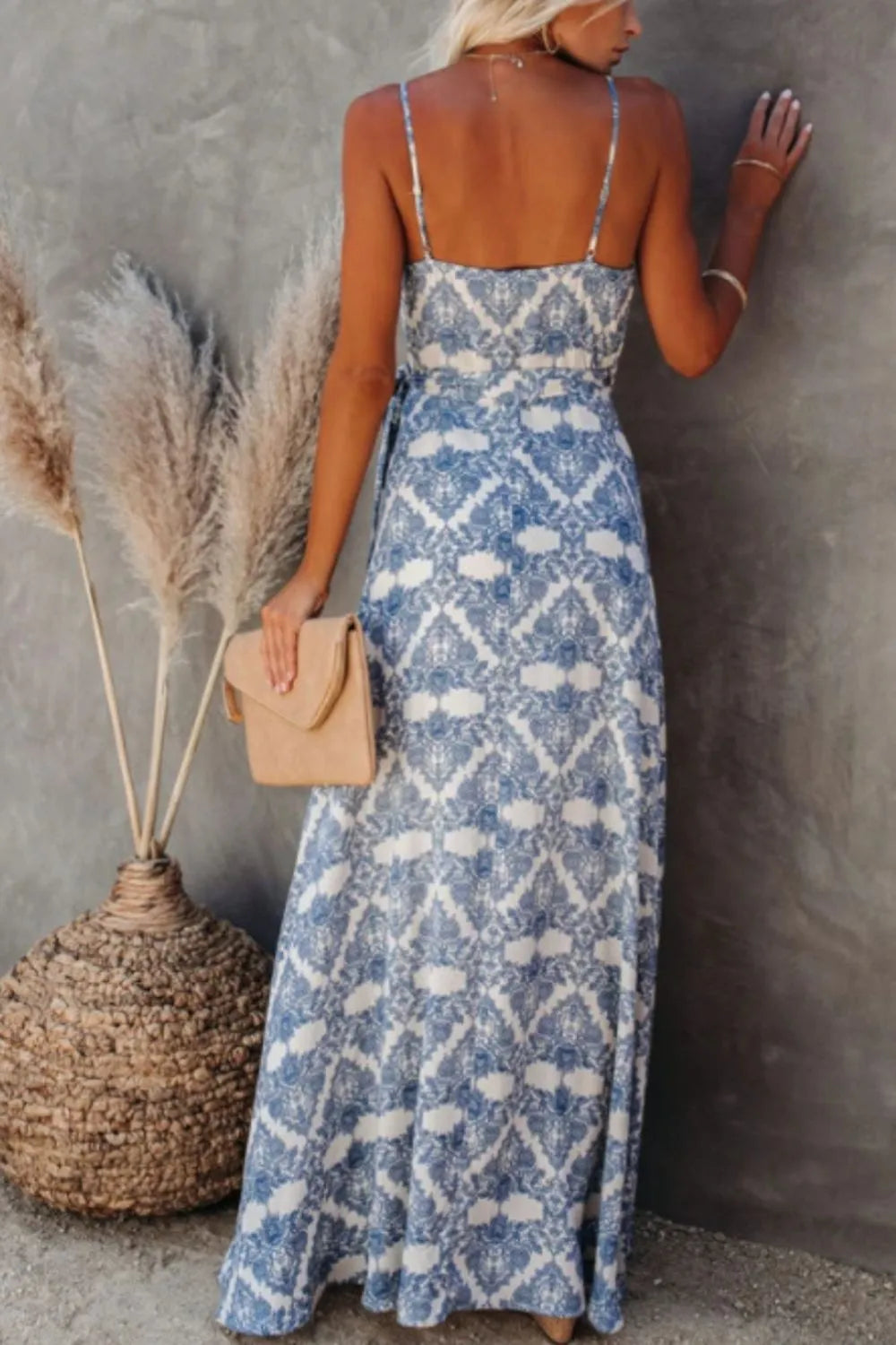 Printed cami maxi dress with tie straps – Meadow Drift style from A Whimsical Affair.