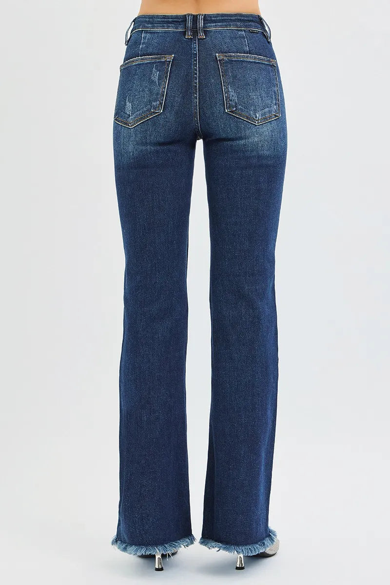 Moonrise Control Flare Jeans – mid rise denim with tummy control fit and raw hem flare legs from A Whimsical Affair.