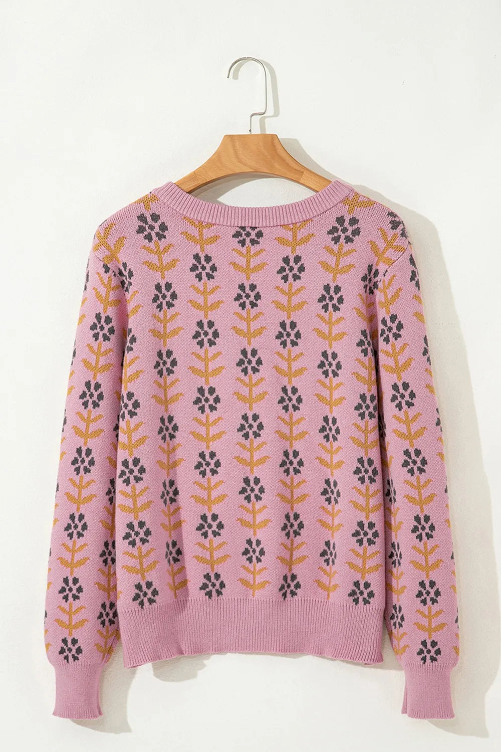 Dusty pink floral knit button-up cardigan – Petal Bloom style from A Whimsical Affair.