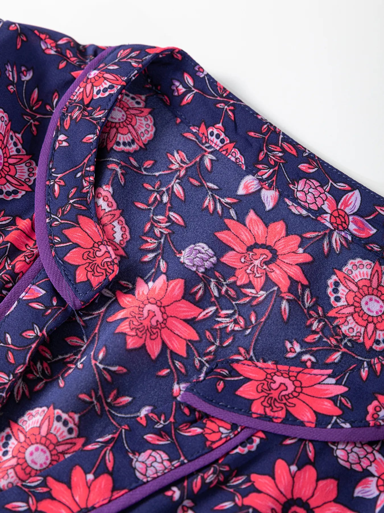 Plum purple floral split-neck blouse with half sleeves – Plum Petal style from A Whimsical Affair.