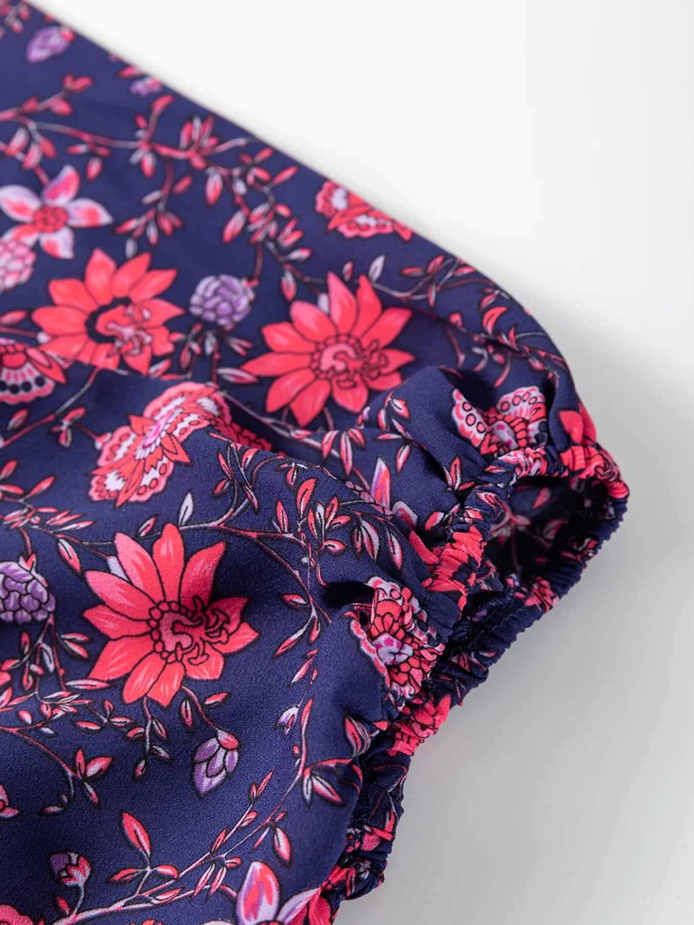 Plum purple floral split-neck blouse with half sleeves – Plum Petal style from A Whimsical Affair.