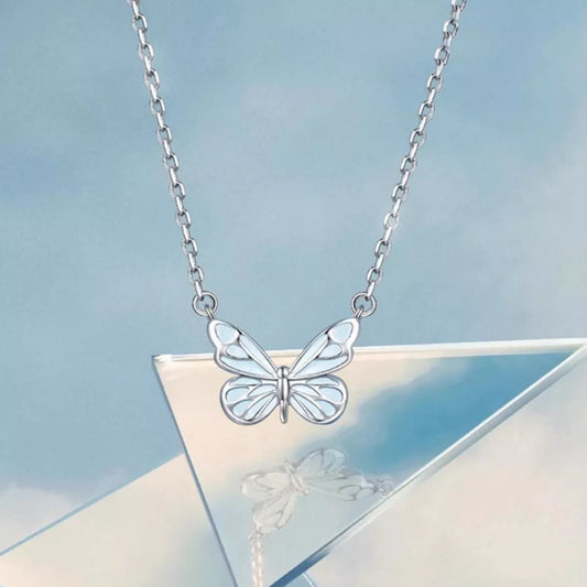 Sterling silver butterfly necklace with openwork wing design