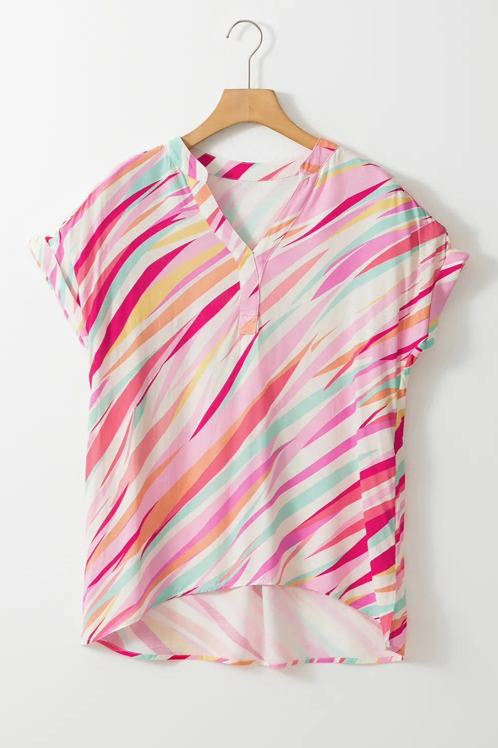 Vibrant pastel stripe boutique blouse made from lightweight viscose