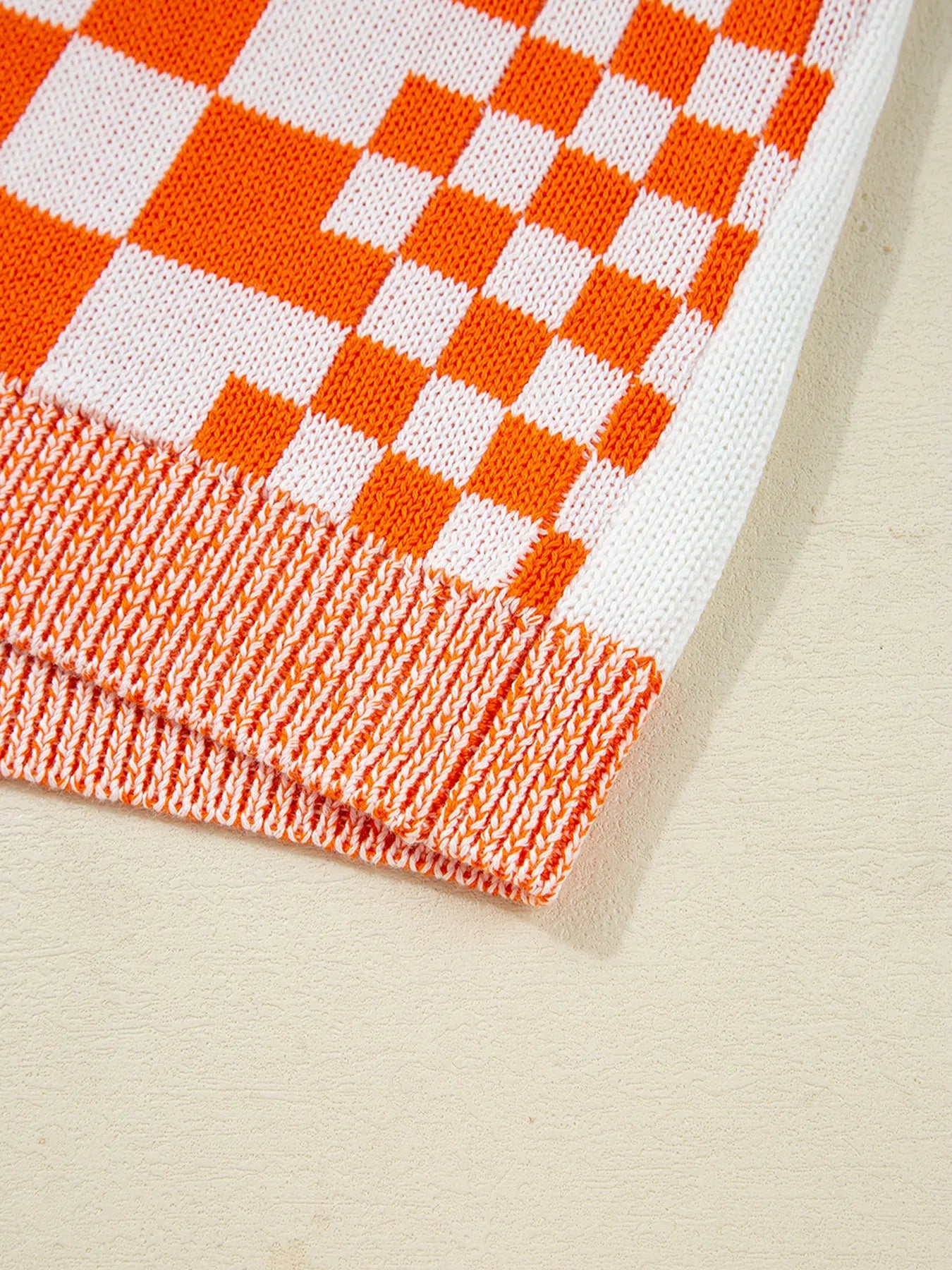 Tangerine checkered open front cardigan