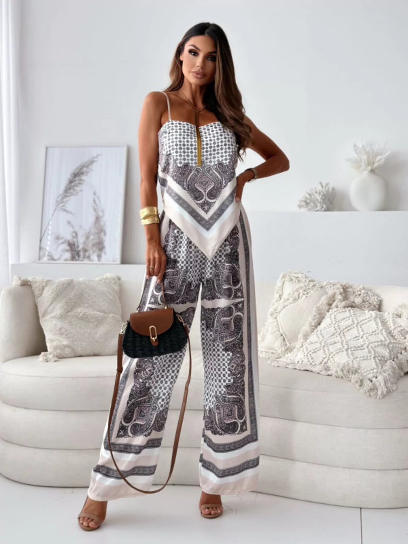 Dust Storm printed cami and pants set with tie-back top – Wanderlight style from A Whimsical Affair.